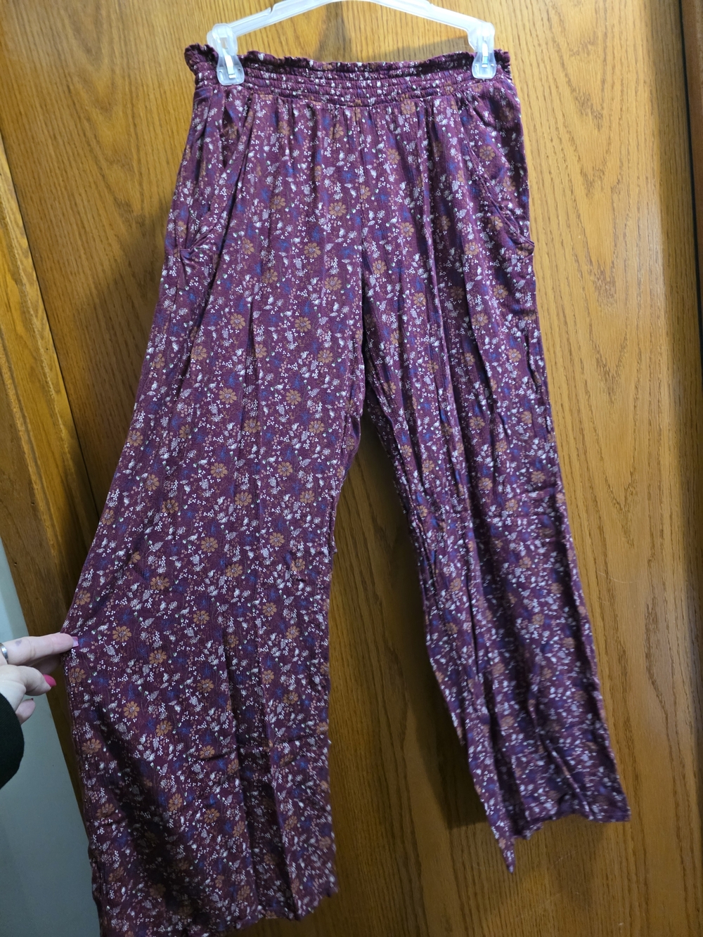 Wide Leg Floral Palazzo Pants in Burgundy